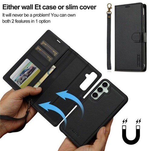 For Samsung S25 S24 S23 S22 Ultra Plus Removable Flip Cover Leather Wallet Case - Picture 30 of 77