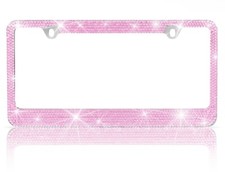 Heavy Duty Metal Pink Crystal Rhinestone Bling License Plate Frame Heavy Duty Metal Pink Crystal Rhinestone Bling License Plate Frame