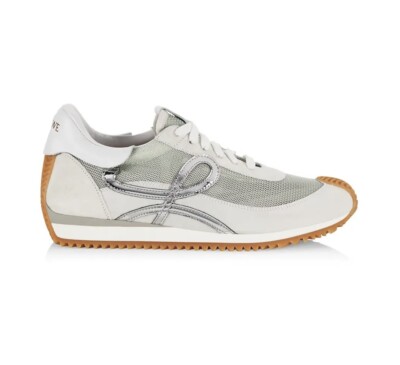 NWOB MENS LOEWE FLOW RUNNER LOW-TOP WHITE/SILVER SNEAKERS US SZ 9 EUR 43 $1105
