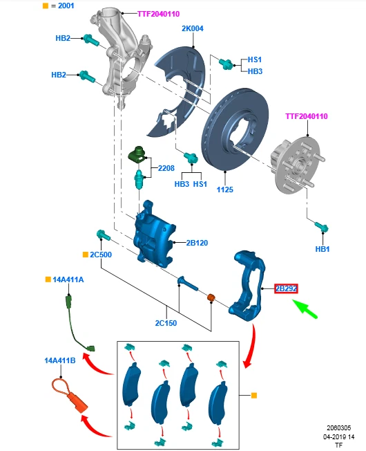 FORD TRANSIT CUSTOM MK1 Bremssattelhalterung vorne links 2430170  