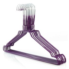 Coat Clothes Hangers Adult 40cm Purple Wire Metal Trouser Bar Galvanised Steel
