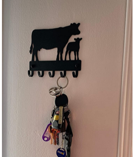 Cow Calf Cattle Farm Wall Mounted Key Rack/Hanger with 5 hooks - Small ...