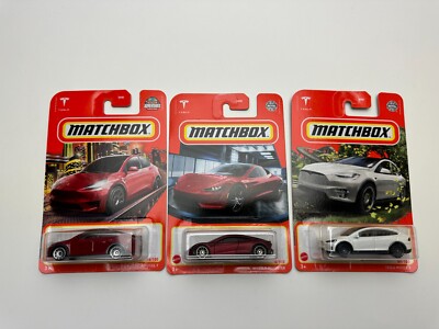 MATCHBOX TESLA MODEL Y RED X White Roadster Satin Red lot of 3 metal 2022
