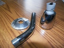 CHROME 3 PIECE SHOWER ARM FLANGE AND SHOWER HEAD ASSEMBLY NEW OLD STOCK