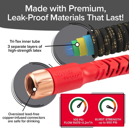 Pocket Hose Copper Head Expandable Garden Hose 100FT, With New 360° Pocket Pivot - Picture 5 of 11