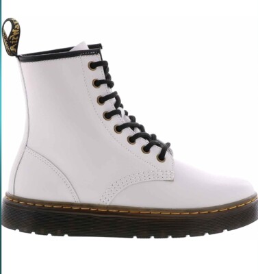 Dr. Martens Zavala Combat Boots White Leather Lace Up Size 9  display picture 1