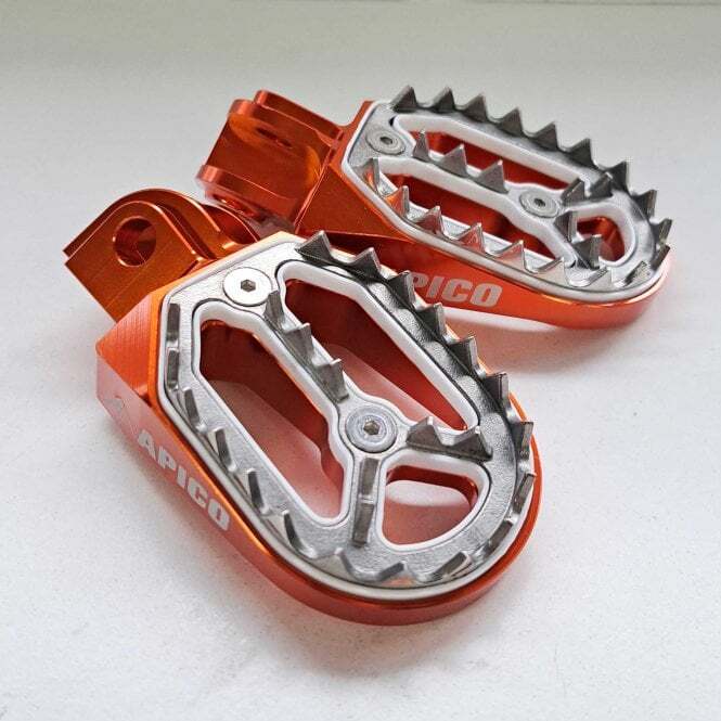 Apico Pro-Bite Foot Pegs - KTM SX50/65/85/125/150/250 SXF EXC/EXC (Orange)
