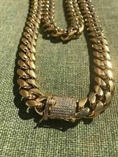 2Ct Moissanite Round Miami Cuban Link Chain 14k Yellow Gold Plated Silver