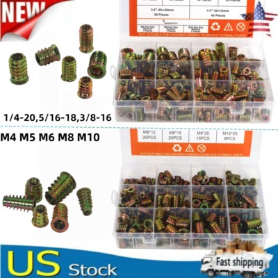 1/4-20 Threaded Insert Furniture Screw In Wood Nut Inserts Fastener Bolt
