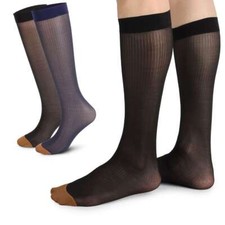 1/2/3 Pairs Mens Ultra Thin Dress Socks Silk Sheer Business Striped Socks Work