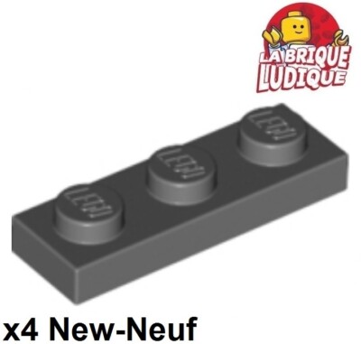 Lego 4x Plaque Plate 1x3 3x1 gris foncé/dark bluish gray 3623