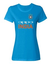 Cricket India Jersey Style Cricket New Oppo Fans Ladies Crewneck T-Shirt