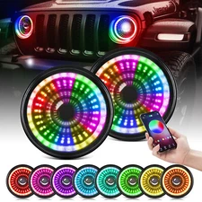 7inch LED RGB Demon Halo Headlights Combo Chasing For 90-97 Mazda Miata MX5 MX-5