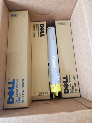 Dell 5100CN Toner Cartridge - Yellow.  7 New In Box plus 2 sealed no box