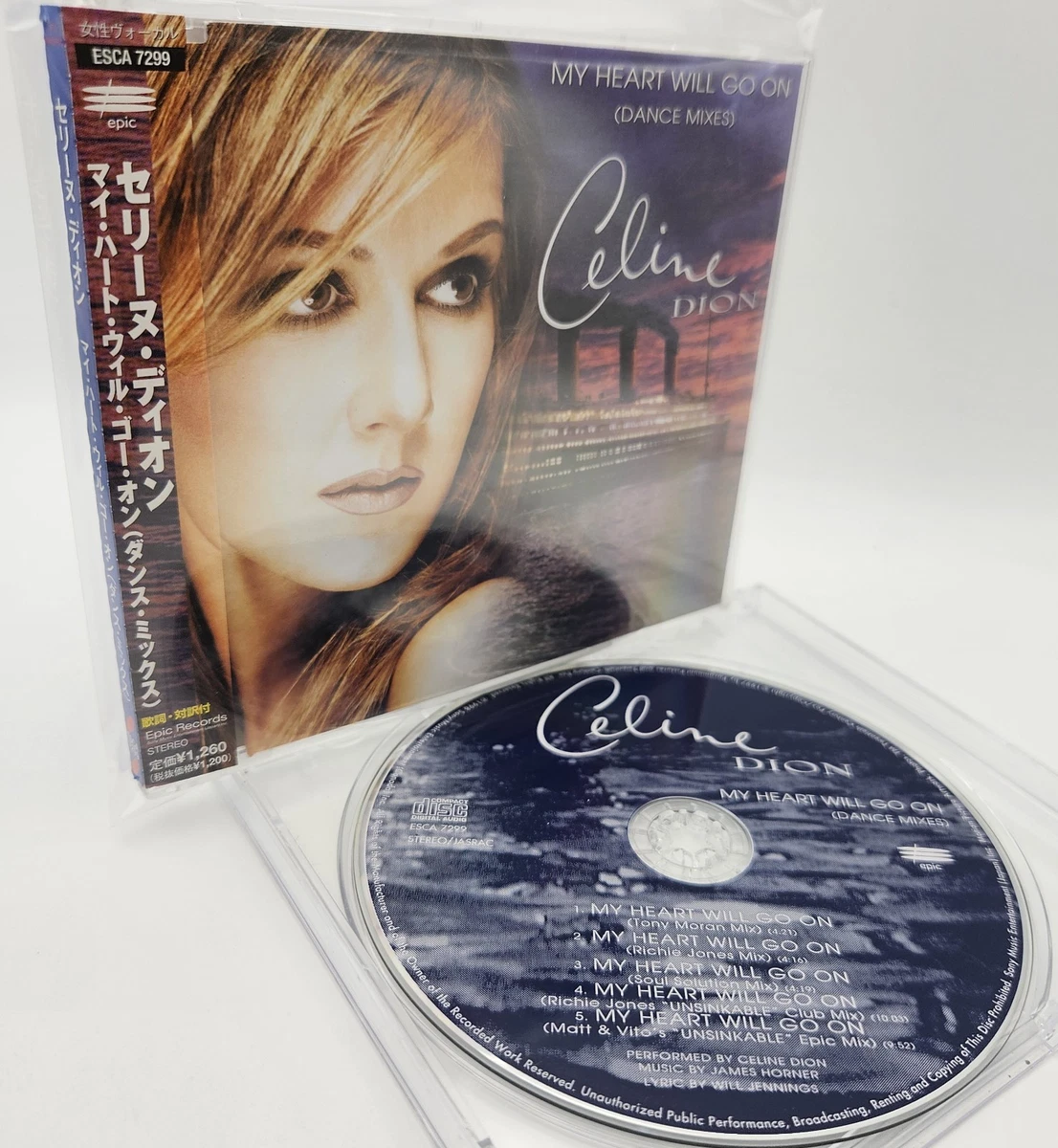CELINE DION My Heart Will Go On Dance Mixes Japón Single CD ESCA 7299 con OBI...