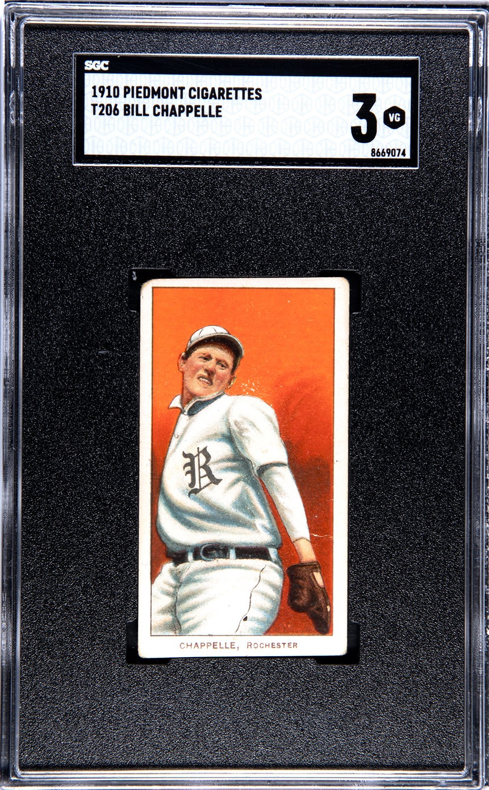 1910 - T206 -Bill Chappelle 350 Piedmont Back (RC) Rochester SGC 3 VG