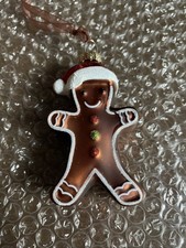 Macy  s Holiday Lane Gingerbread Man Molded Glass Christmas Ornament NEW