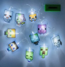 NEW Minecraft String Lights w/10 LED Characters including Creeper, Steve, Piglin