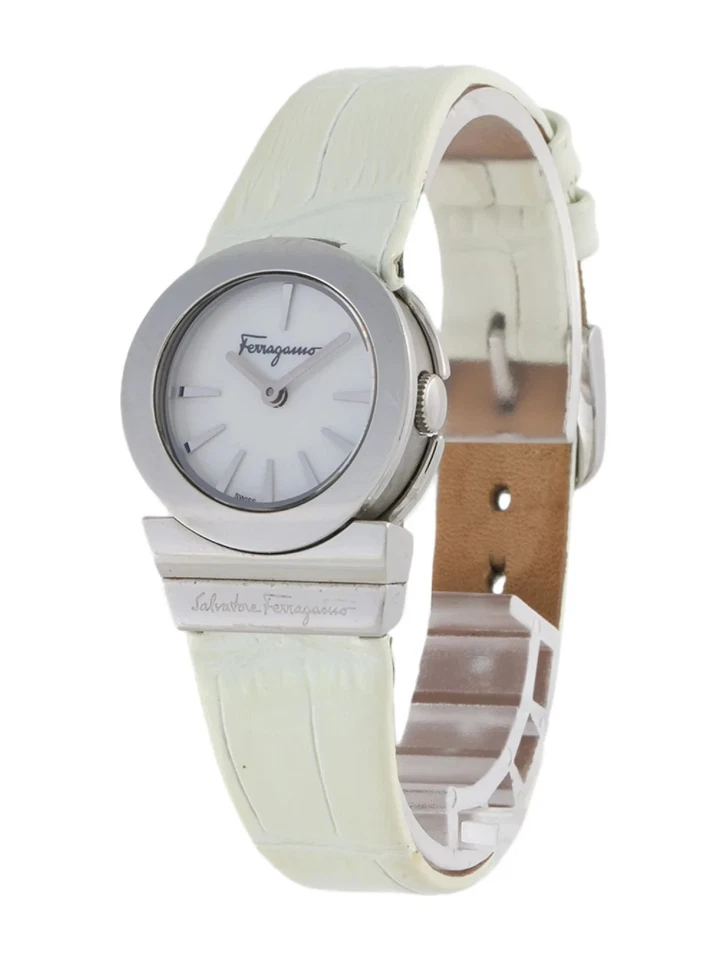 Salvatore Ferragamo Gancino F70 Women’s Watch MOP Dial White Leather Swiss Quart - image 4 of 4