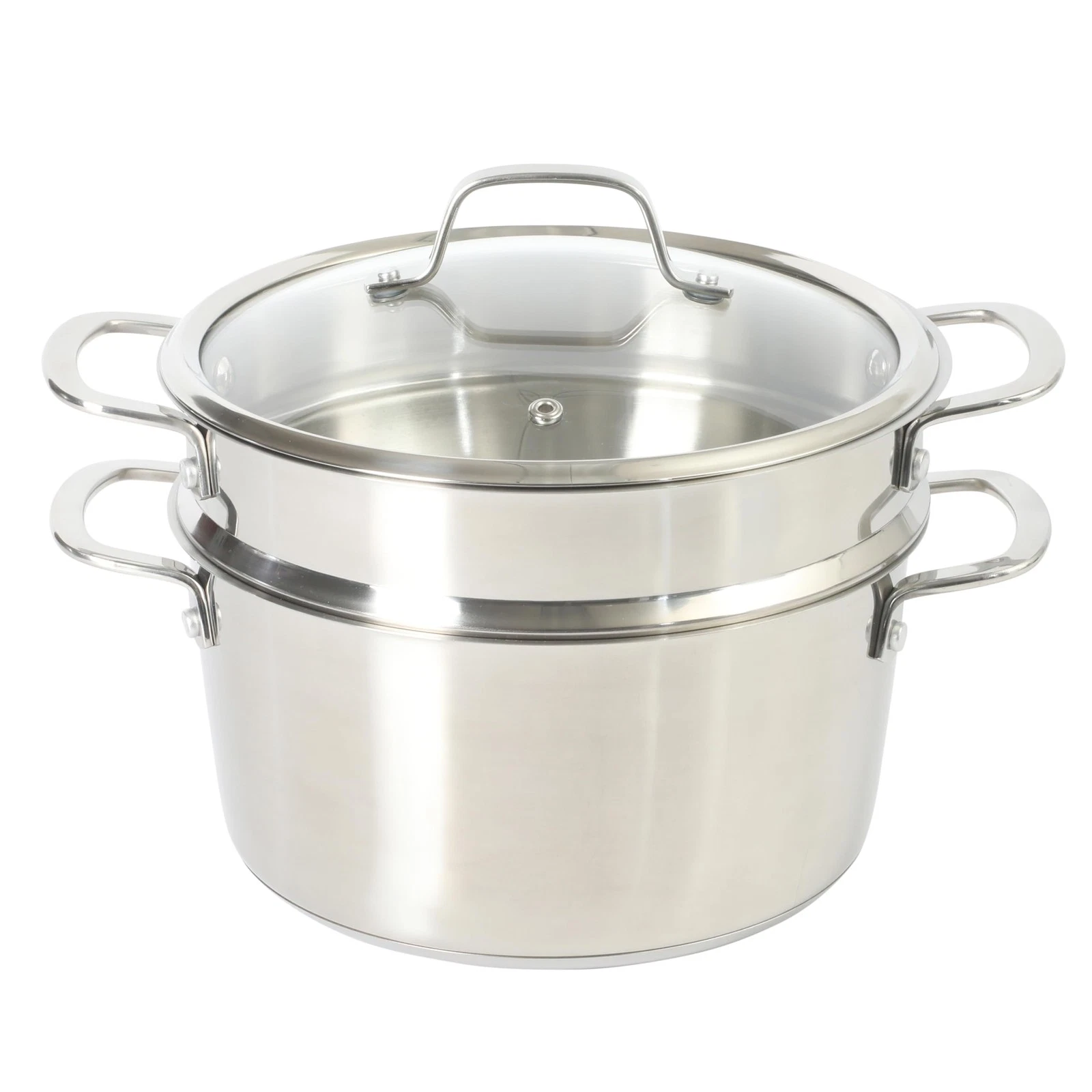 Sur La Table Chef's Deck 3-Pc 5.3Qt Stainless Dutch Oven Steamer Glass Lid
