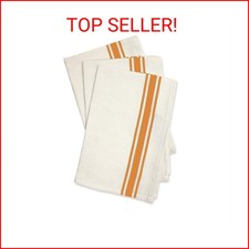 Aunt Martha's Stitch 'Em Up Vintage Box Stripe Towels, 18 by 28-Inch, Orange on
