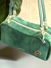 Michael Kors MK Cecily Medium Leather Suede Shoulder Purse Bag Green Purse Tote