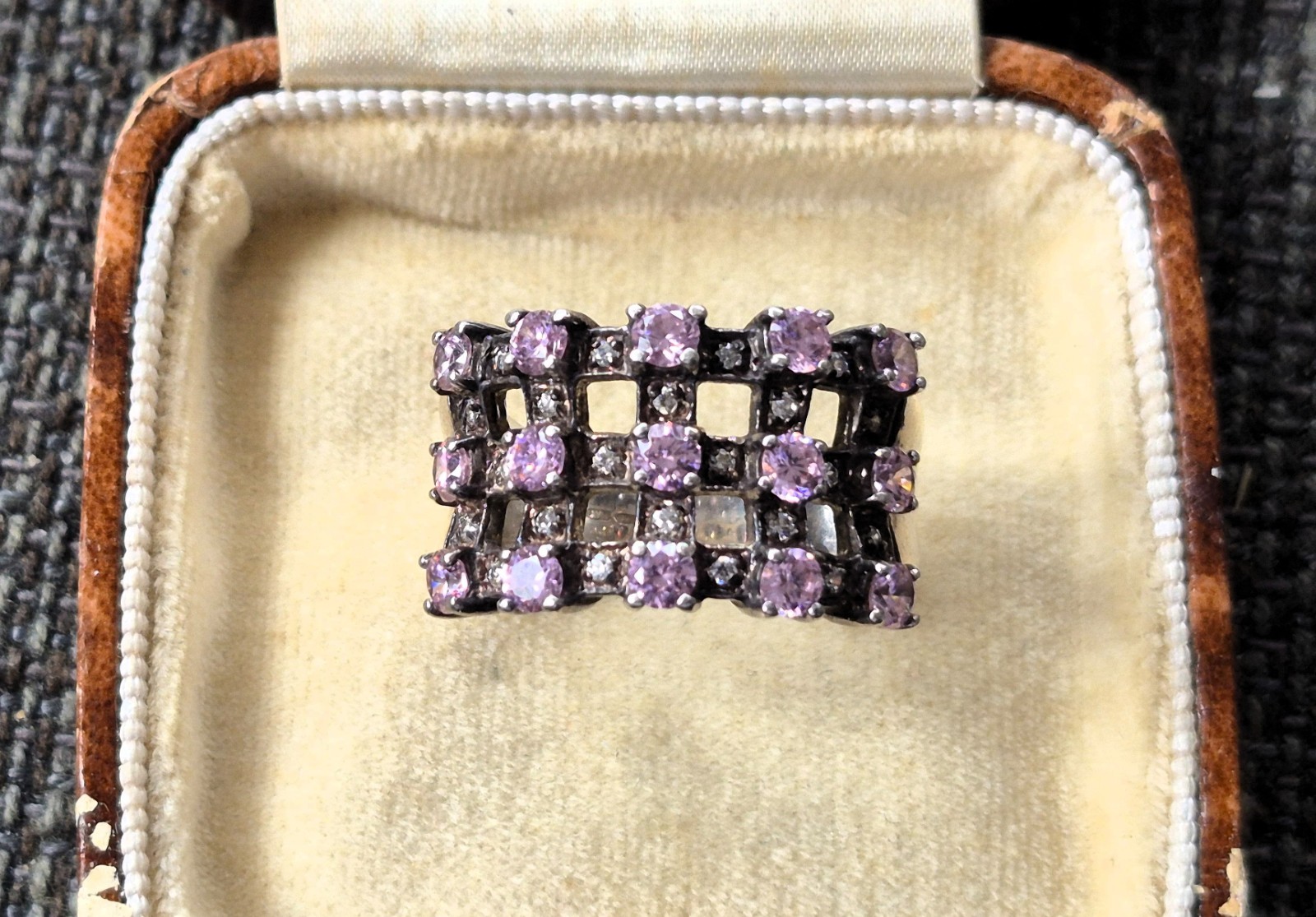 Superb CHUNKY Solid Silver Pink RHODOLITE & White… - image 3