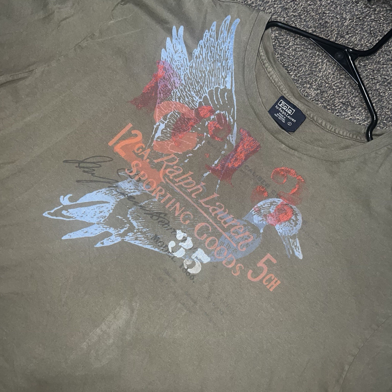 Vintage Polo Ralph Lauren Sporting Goods Duck Print T Shirt Men’s Size Large