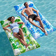 2-Pack XL Inflatable Pool Lounger Mats Headrest Adult Float Rafts Beach Lake Fun