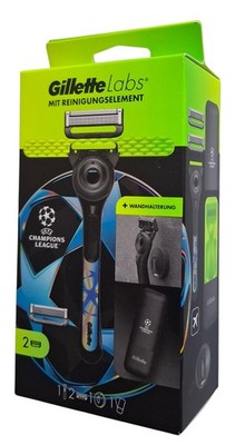 Gilette Labs Rasierer Champions League Edition mit Etui/Wandhalterung, 2 Klingen