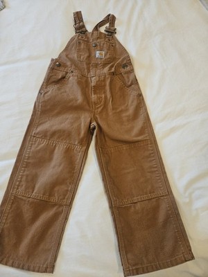 CARHARTT Boys Duck Washed Bib Overalls Size 5 In Carhartt Brown