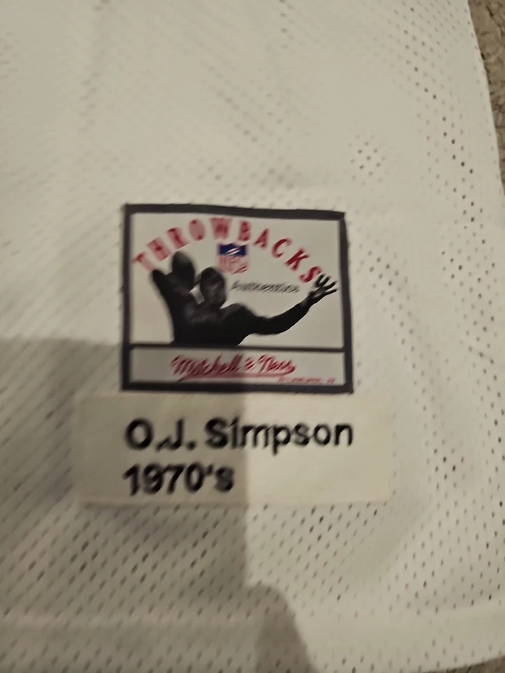 OJ Simpson #32 'O.J.' Jersey Throwback Blanco Hombre Talla 56 Nuevo con Etiquetas Foto 2 de 4