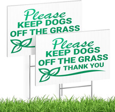 2 PC Please Keep Dogs off Grass Sign, 8X12 DS Coroplast Curb Your Dog Signs for