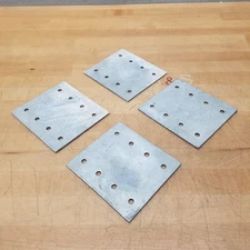 6" x 5.45" Steel Base Plate, 1/8" Thick, 8 Holes, 3/8 Hole Diameter - NEW