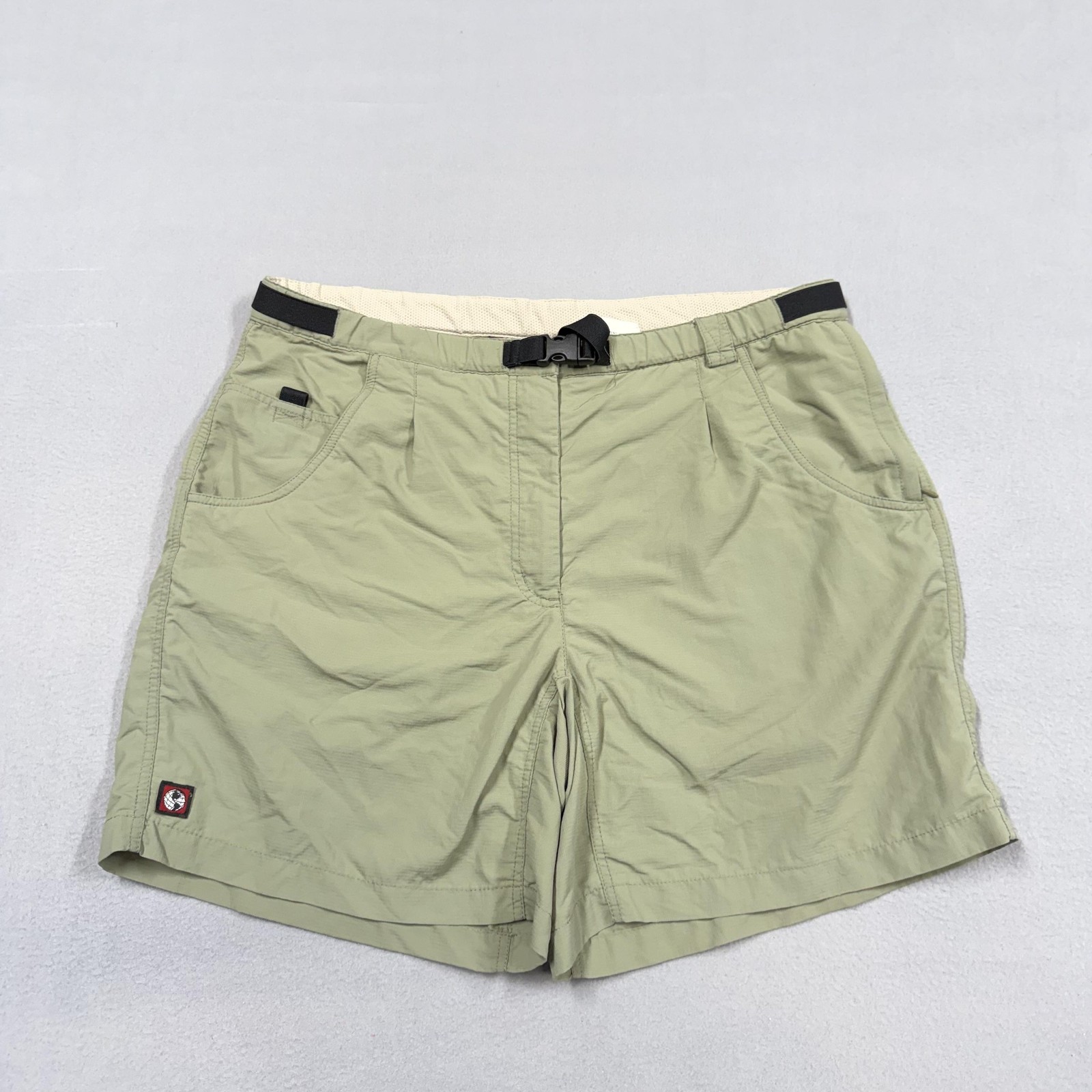 Eddie Bauer EBTEK Shorts Womens XL Green Utility Hiking Nylon Quick Dry Belt