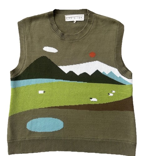 Kina and Tam Homestead Sweater Vest Women's 2XL Green Farm Life Sheep - Bild 6 von 13