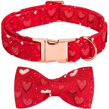 Valentine's Red Love Heart Dog Collar Bow For Large Dogs Pet Accessory