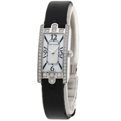HARRY WINSTON Avenue C Mini Watches AVCQHM16 K18 White Gold/Leather x Satin ...