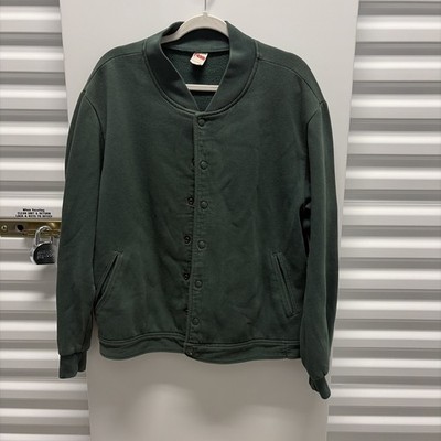 American Apparel Men Heavy Terry Club Bomber Baseball Jacket XLGreen