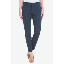 LIVERPOOL Knit Trouser "Kelsey" Mid-Rise Straight Ponte Navy Pin Stripe Women 12