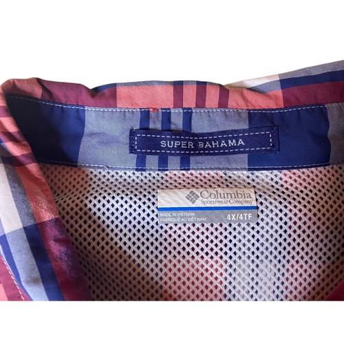 Columbia Men's 4XLT Super Bahama Plaid Vented Fishing Button Down Shirt gear - Picture 3 of 6