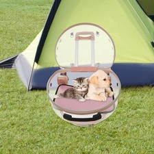 Transparent Breathable Hard Cat Carrier W/ Rolling Wheels For Traveling, 9kg