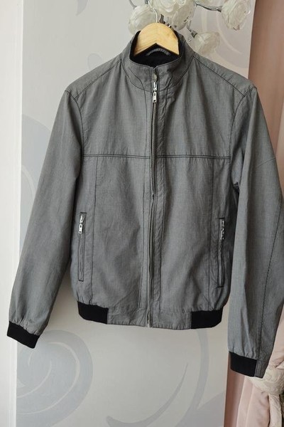 Men Pierre Cardin Jacket Grey Cotton 38 / M