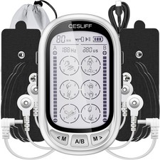 Dual Channel TENS EMS Unit Large Screen 24 Modes 36 Levels Intensity Silver