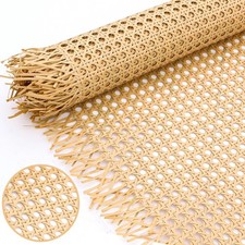 Vehipa Plastic Rattan Cane Webbing Roll 16"x47.2" Open Weave Synthetic Ratt...