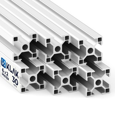 KLAK 30 - 6x Aluprofil 30x30mm 2m System-, Montageprofil Typ-I Nut 8