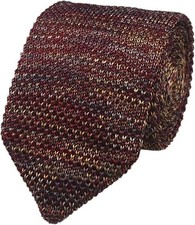 Mens Knit Burgundy Tie Wine Red Modern Thin Woven Groomsmen Wedding Necktie