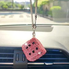 Dice Rear View Mirror Accessories Cute Car Accessories For Women Color Pink Dice Rear View Mirror Accessories Cute Car Accessories For Women Color Pink