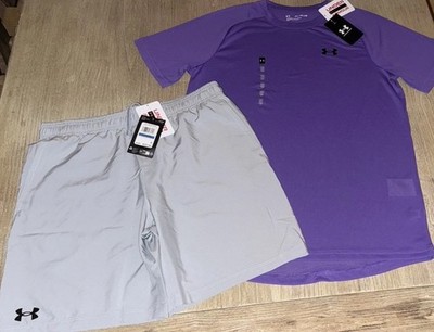 NWT Under Armour UA Tech 2.0 Tee & Woven Shorts Boys  XL Lavish Purple/Mod Gray