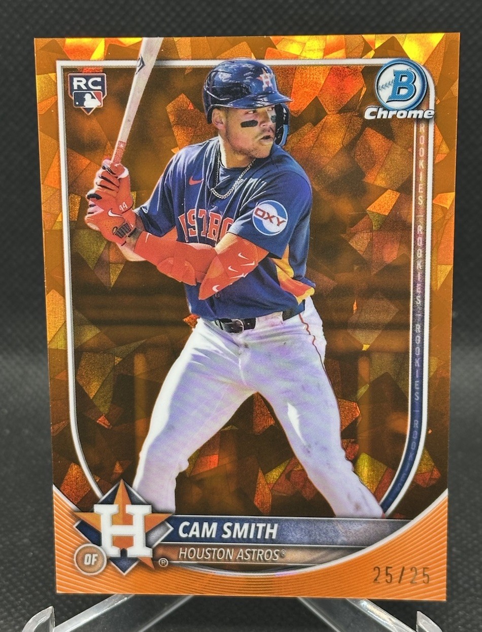 CAM SMITH 2025 BOWMAN CHROME SAPPHIRE ROOKIES ORANGE RC 25/25 Book End!#77